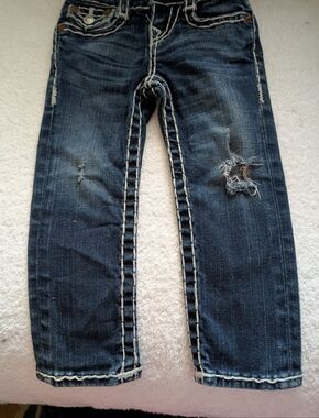 True Religion Dark Blue Distressed Childrens Jeans